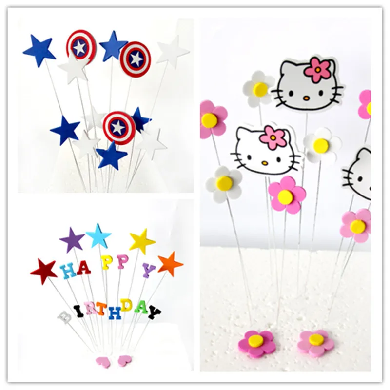 

Cartoon Captain America Kids Birthday Cake Topper Set Iron Wire Foam Paper Cake Topper Decoration Wedding Event Party Supplies