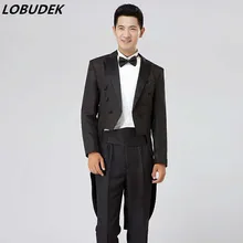 Черные белые мужские костюмы(куртка+ брюки) наборы свадебных для выпускных, свадеб танцор певец платье представление шоу одежда на открытом воздухе Тонкий костюм