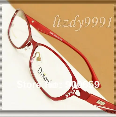 red metal eyeglass frames