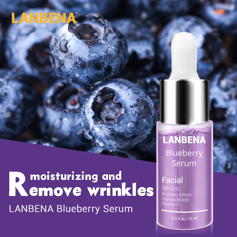 

LANBENA Blueberry Essence Serum Hyaluronic Acid Moisturizing Oil Control Brighten Peptide Anti-Aging Anti Wrinkle Skin Care