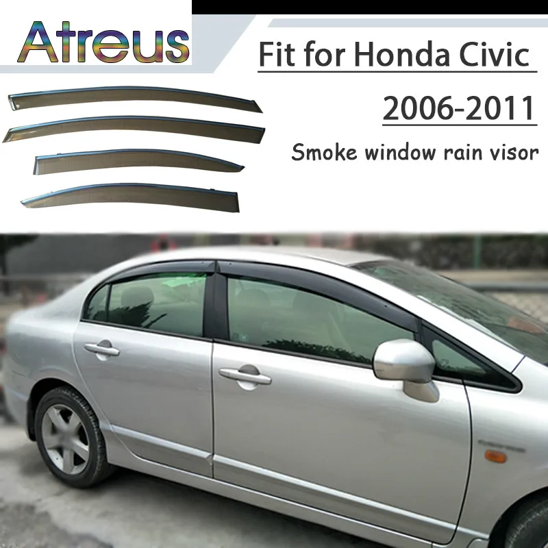 Atreus 1 комплект ABS дождевой дымовой козырек для Honda Civic 2006 2007 2008 2009 2010 2011