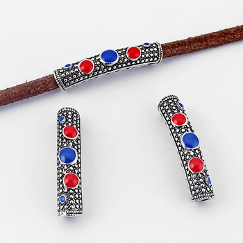 

5pcs Enamel Curved Tube Spacer Hollow 6mm Hole For Jewelry Making Findings 41mm Long