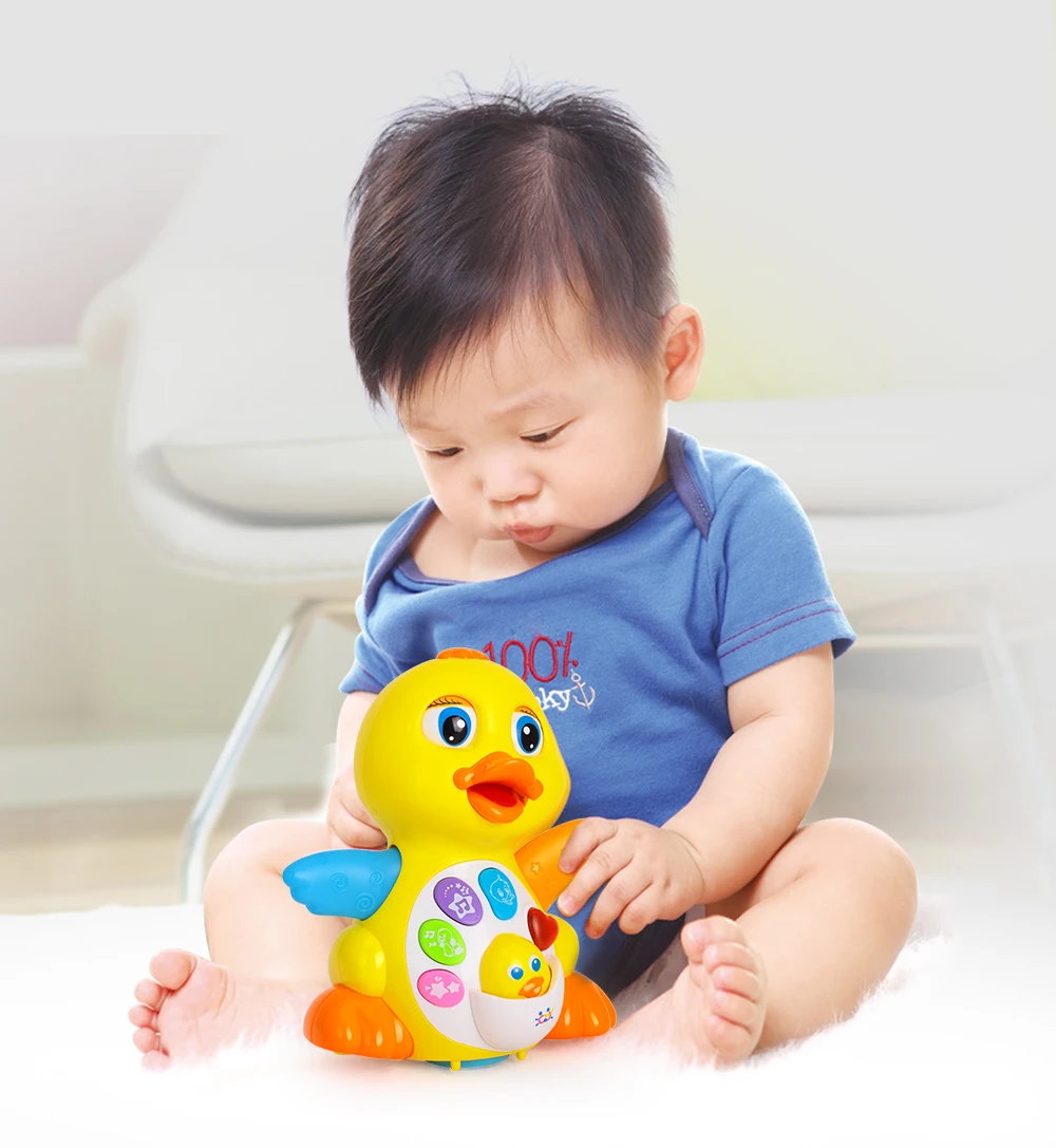 Горячая Распродажа детские игрушки EQ хлопки желтая утка младенец Brinquedos Bebe электрические универсальные игрушки для детей от 1 до 3 лет