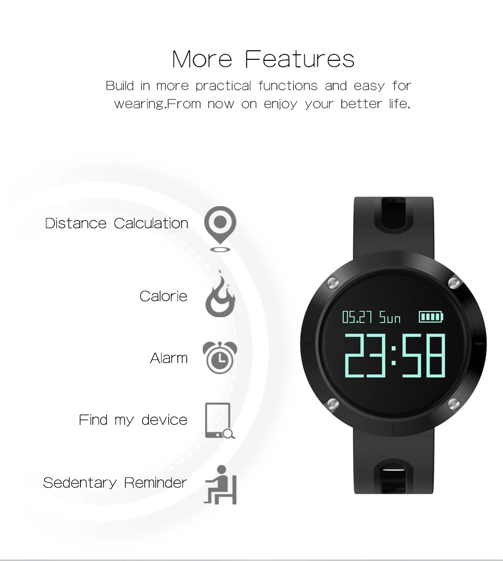 MAKIBES DM58 BLUETOOTH SPORTS HEART RATE SMART BAND WITH BLOOD PRESSURE MONITOR IP68 WATERPROOF WRISTBAND 237054 47