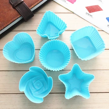 

6pcs Multi-color Silicone Cup Cake muffin Cupcake Liners Mold Baking Mould Bakeware Pastry Tools Kitchen Gadgets 7CM