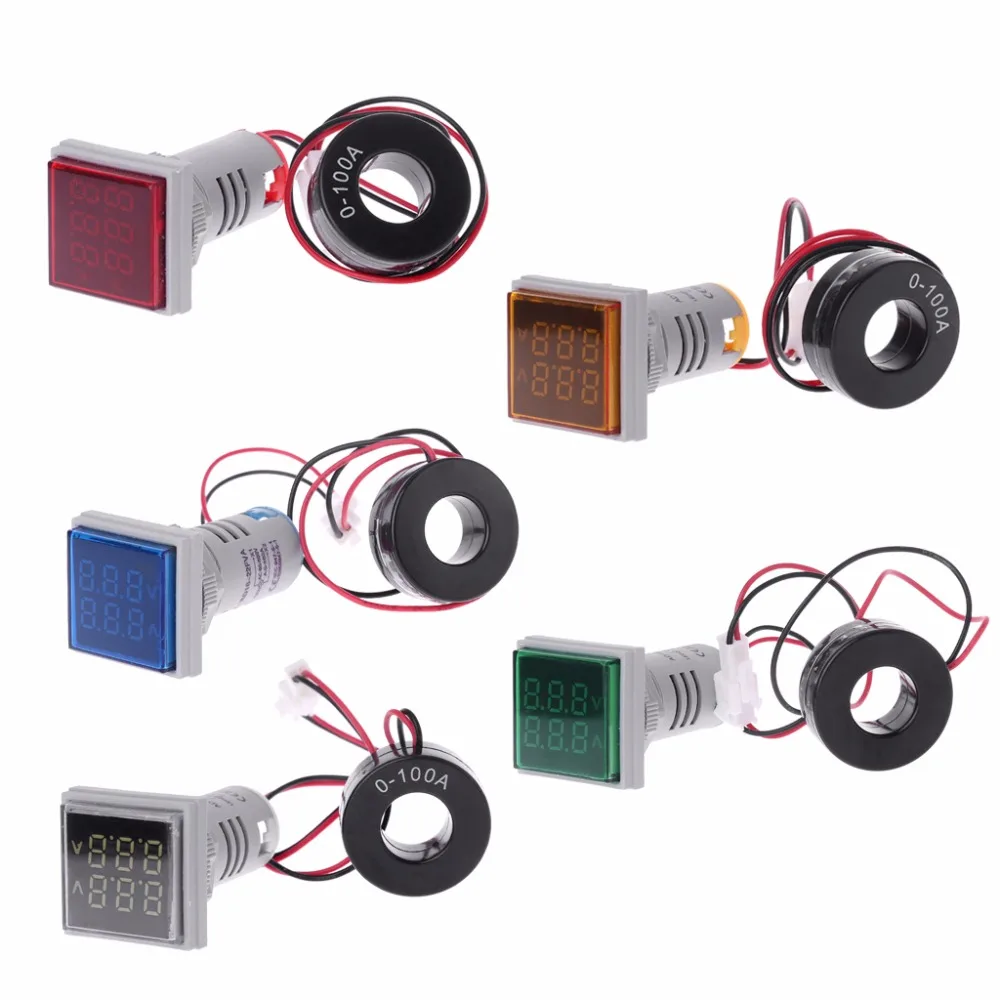 Square LED Digital Dual Display Voltmeter &amp Ammeter Voltage Gauge Current Meter AC 60-500V 0-100A | Инструменты
