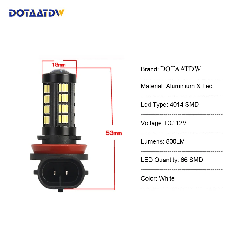 DOTAATDW 2x H8 H11 9006 HB4 4014SMD светодиодный ные Автомобильные противотуманные фары