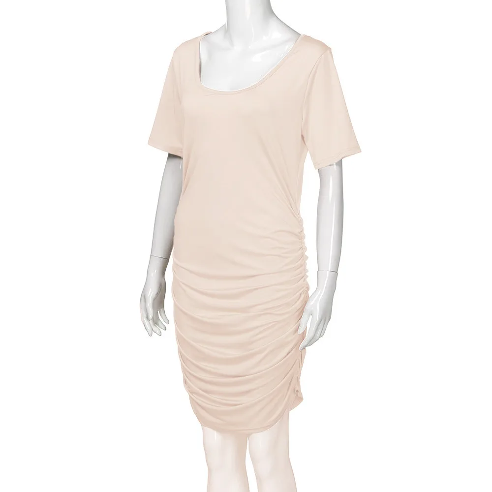 SAGACE, однотонное повседневное летнее платье-футляр с рюшами, женские платья для беременных, сексуальная бандажная Одежда для беременных