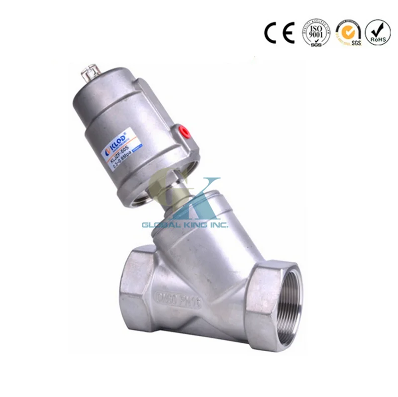 DN20 3/4" Stainless Steel BSP Single Acting Air Actuated Angle Seat