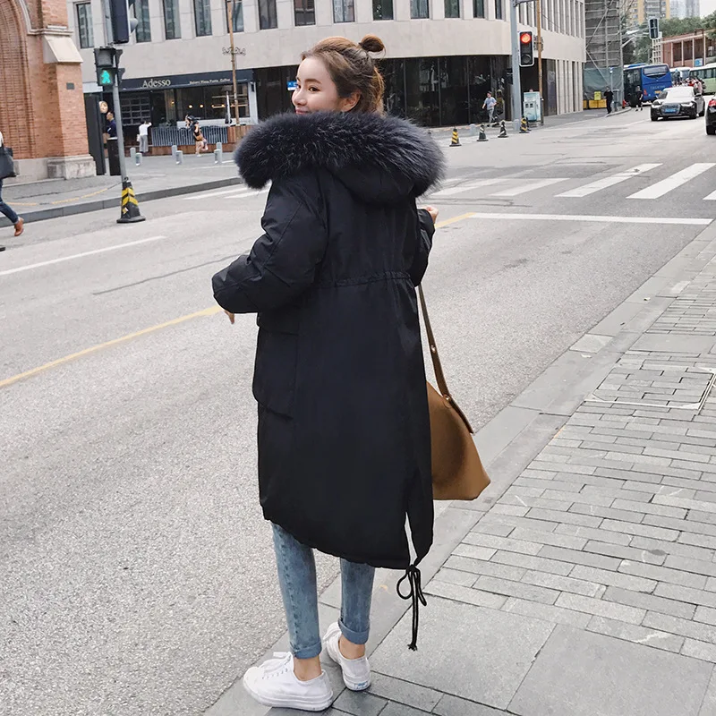 Big collar fur down parka women jacket pocket female thickening coat winter coat women down parka goose 8809