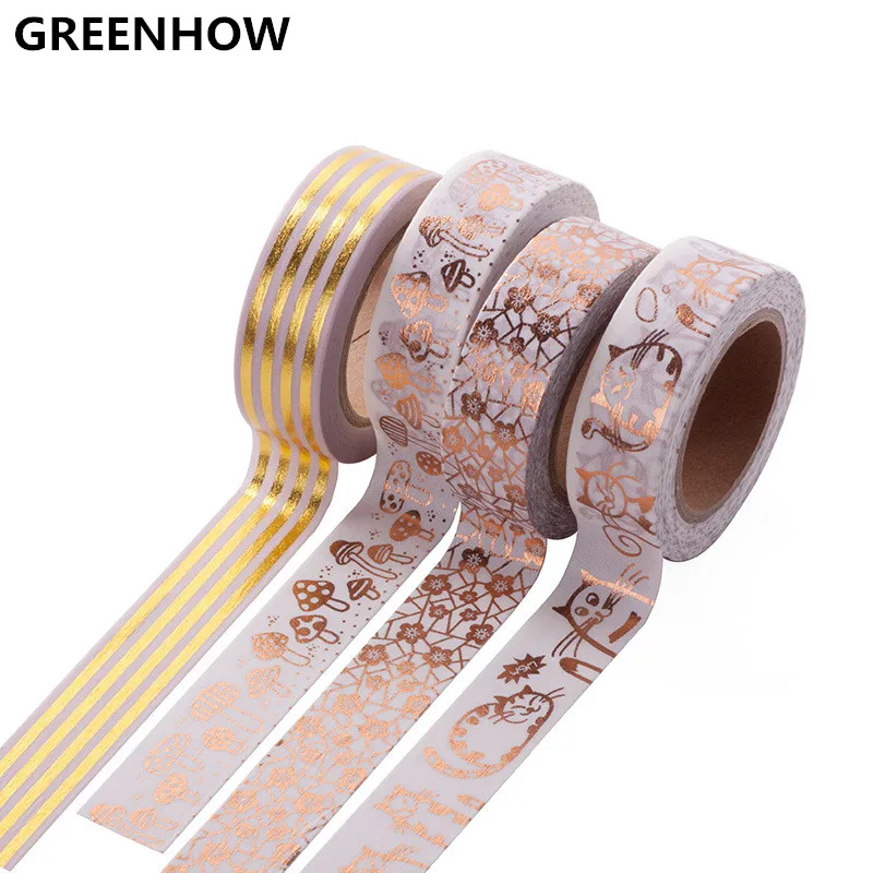 

GREENHOW New Style Blingbling Bright Color Decorative Washi Tape Adhesive Masking Tape Stationery Sticker Stick Label DIY 2026