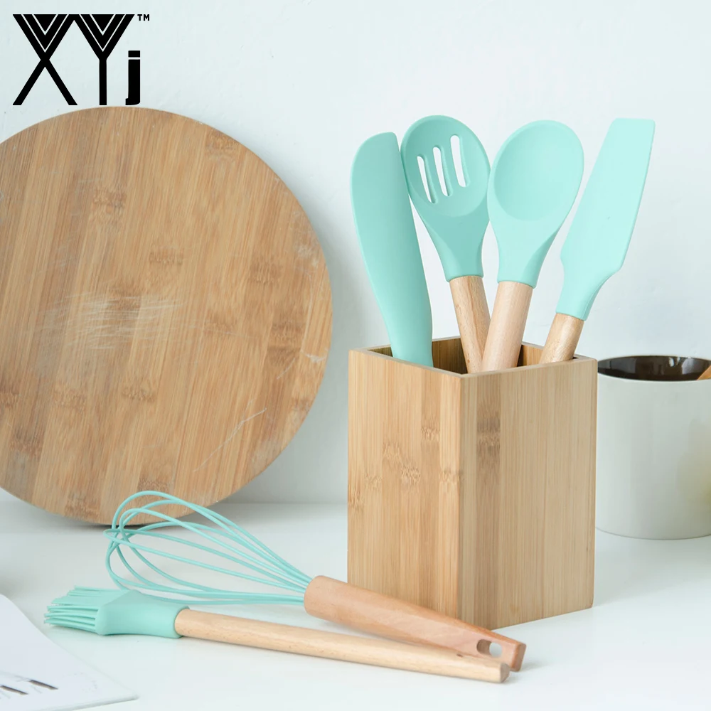 XYj зеленая силиконовая кухонная утварь для выпечки набор приготовления пищи