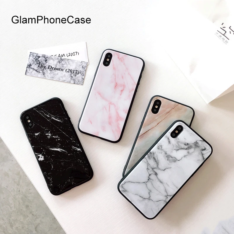 

GlamPhoneCase new fashion marble glass Phone Case for iPhone11Pro XS Max XS XR 8 8plus 7 7plus 6/6s Plus Hard Back Cover Cases