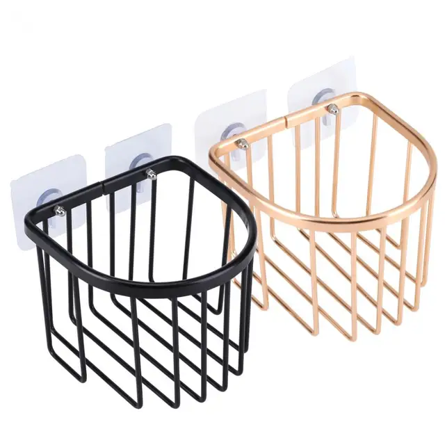 Modern Bathroom Roll Paper Holder Suction Round Toilet Modern Bathroom Roll Paper Holder Suction Round Toilet Tissue Storage Basket Shelf