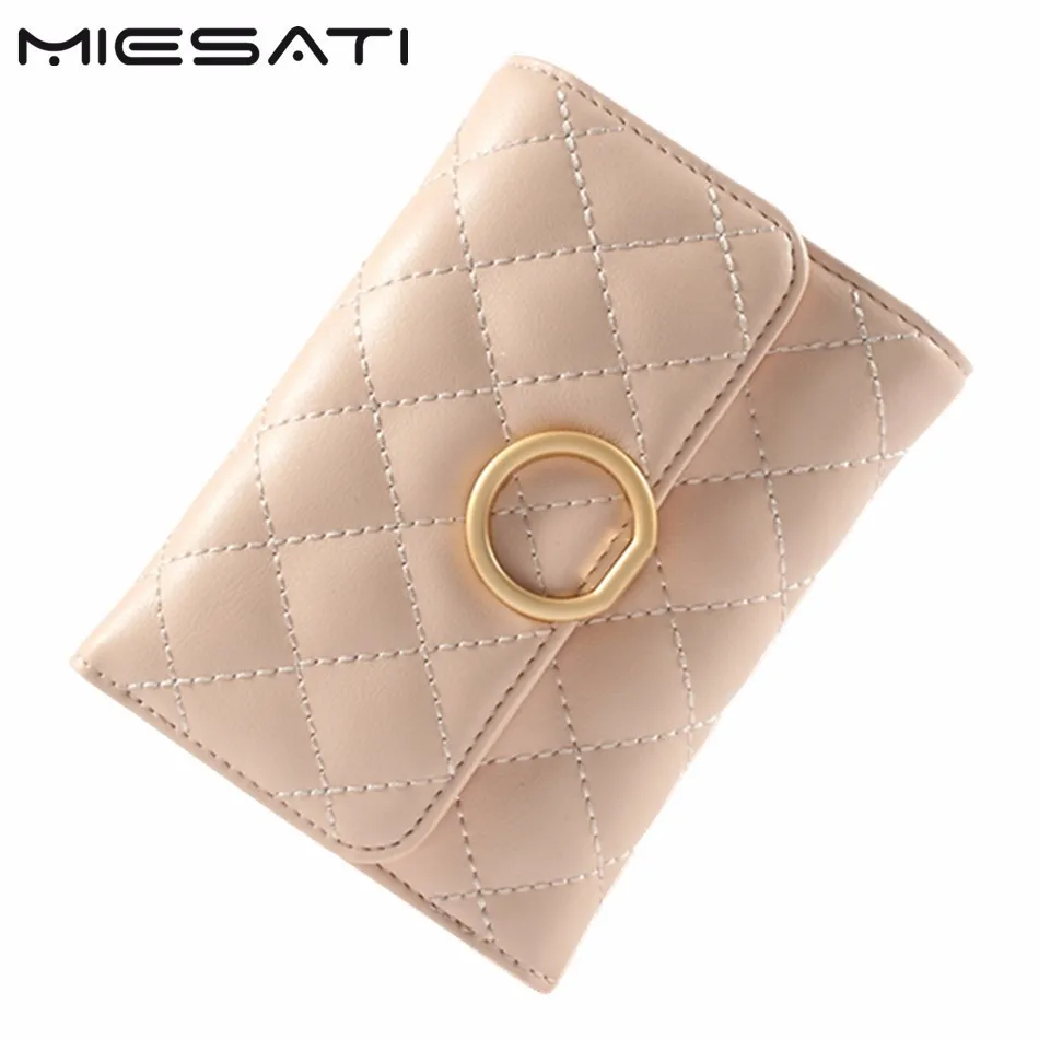 MIESATI Kim Cương Mạng Nữ ví Da Nữ Thời Trang Kẻ Sọc Hasp Wallet Purse Da Thật Nhỏ Nữ Money Clip