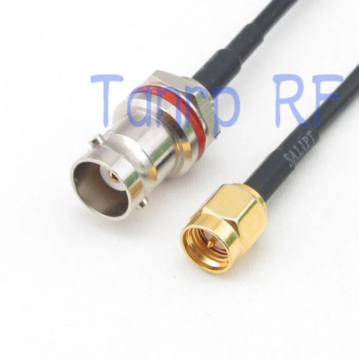 

6in mini BNC female with nut bulkhead to SMA male RF connector adapter 15CM Pigtail coaxial jumper cable RG174 extension cord