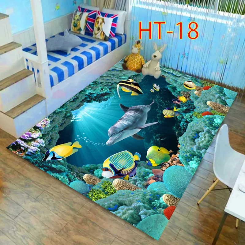 Blue Sea ocean Mediterranean Style 3D Carpets for Living Room Bedroom Area Rugs Coffee Table Sofa Bed Floor Mat Hallway Carpet