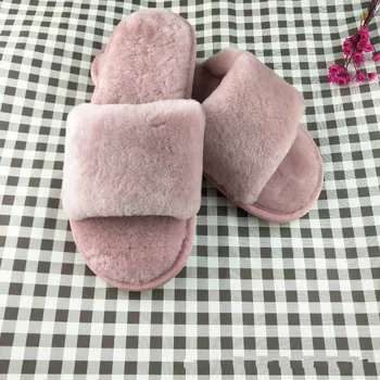 

MS.MinShu Women Slipper Sheepskin Warm Winter Natural Fur Slipper Girls Home Slipper Soft Sheep Fur Sandals Indoor Slipper