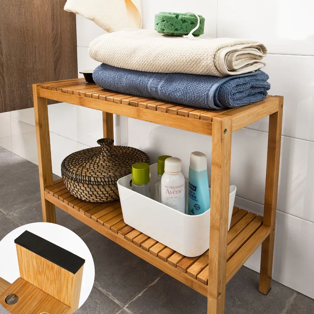 

SoBuy FSR14 100% Bamboo Bathroom Shelf Shower Shelf Shoe Rack Storage