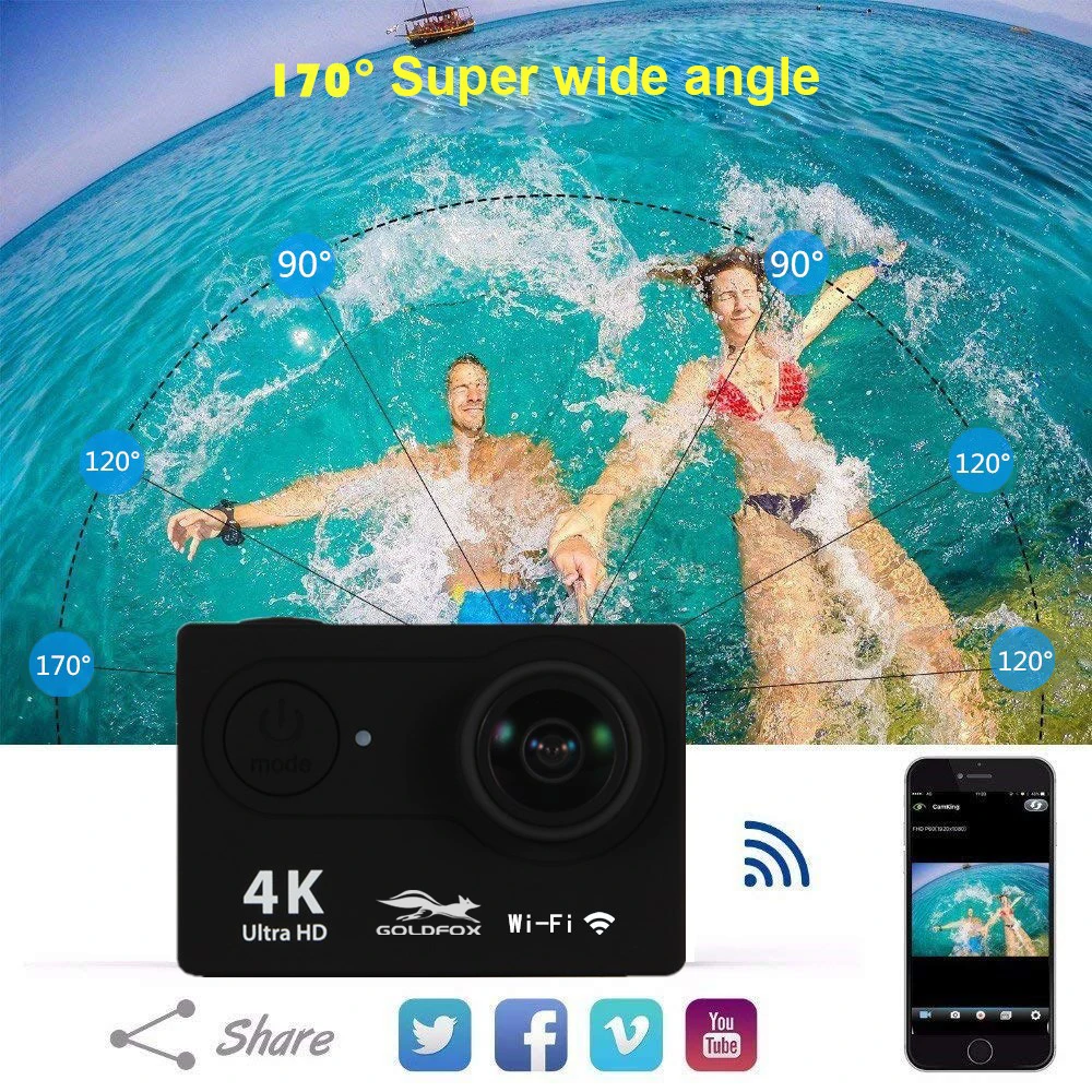 Экшн камера GOLDFOX H9R/H9 HD 4K Wi Fi 1080P|Экшн-камеры| |