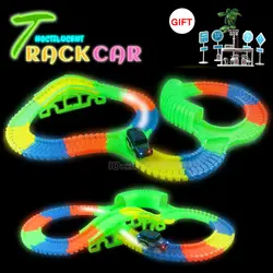 150/300 pcsTrack автомобиль светящийся гоночный трек автомобиль DIY самосборка светодиодный свет светящаяся дорожка автомобиль в игрушечном