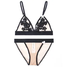 Европейский прозрачный сексуальный бюстгальтер с тремя точками, комплект с бюстгальтером, женский ультра-тонкий комплект нижнего белья с вышивкой, женское нижнее белье, сексуальное белье