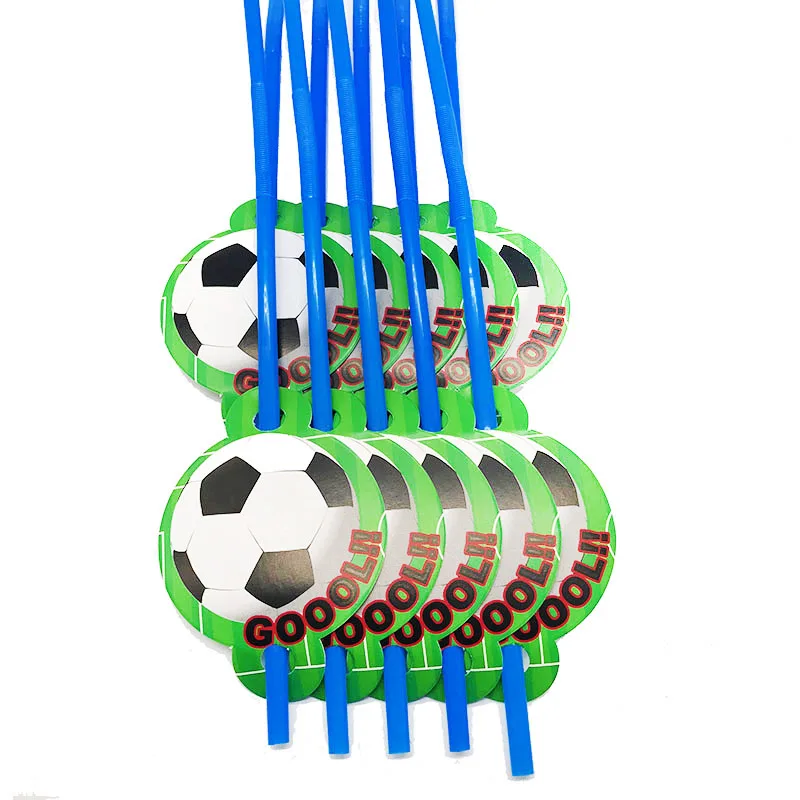 Футбольная тематика одноразовые вечерние столовые приборы футбольная тематическая вечеринка на день рождения украшения футбольная тематика одноразовые тарелки чашки - Цвет: 10pcs straws 1
