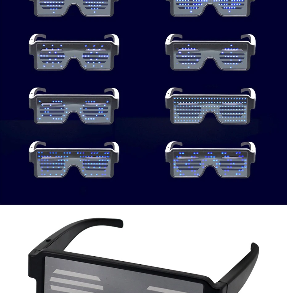 Очки для света, Мигающие неоновые светящиеся очки, лампа, многоцветный светодиодный, 8 режимов, вечерние, Рождественский, праздничный подарок, очки, новинка, светильник