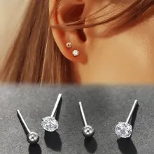 Viennois серьги-гвоздики для женщин, 925 пробы, серебряные, простые, Мини Блестящие, австрийские, модные циркониевые серьги, ювелирное изделие
