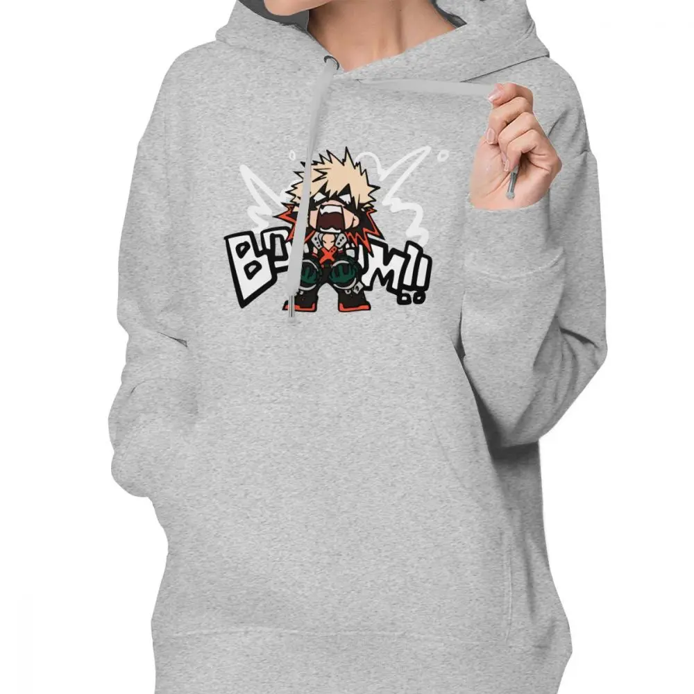 Otaku толстовка с капюшоном My Hero Academy Katsuki Bakugo-BOOOM, милые толстовки с длинным рукавом, Женская графическая уличная одежда, пуловер с капюшоном