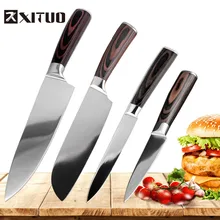 Нож для шеф-повара XITUO 8+ 7+ 5+ 3,5 дюймов, кухонный нож из нержавеющей стали, острый нож для нарезания лосося, суши, мяса, Клев, сантоку, склеивание