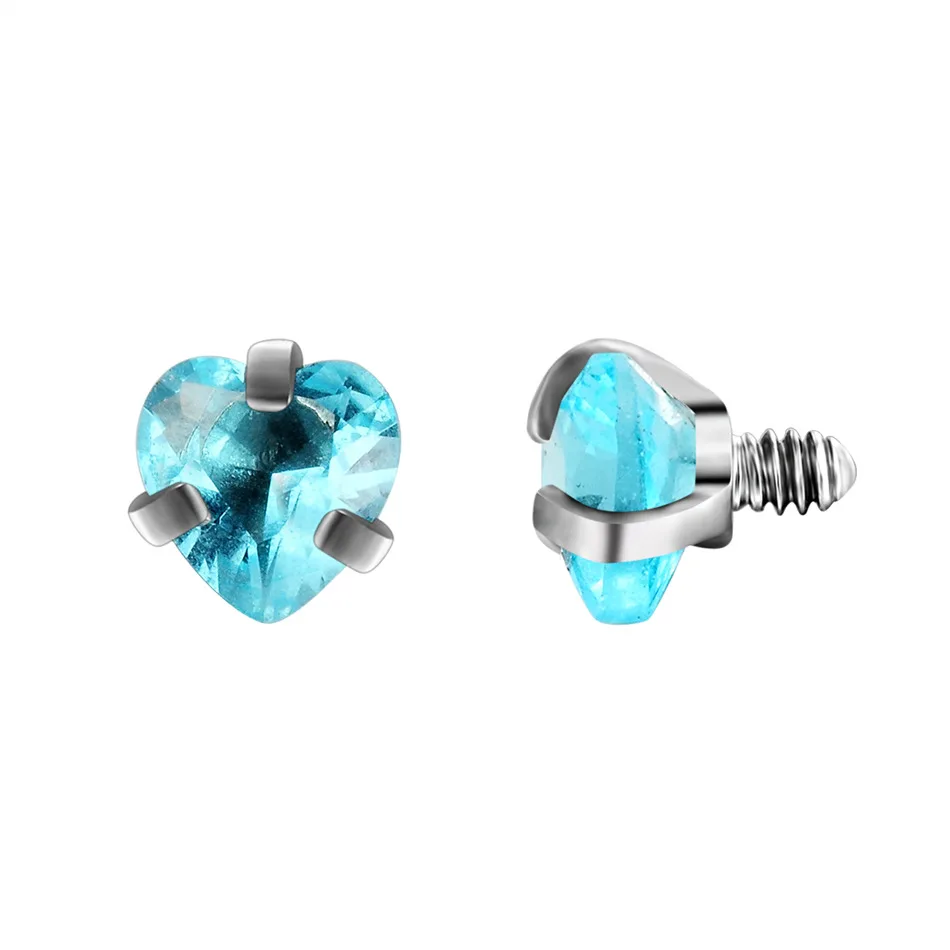 G23titan циркониевые хирургические Стальные Спиральные серьги-гантели кольца для хряща для трагус пирсинга ювелирные изделия - Окраска металла: Aquamarine