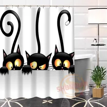 

Eco-friendly Custom Unique Cartoon cat background Fabric Modern Shower Curtain bathroom Waterproof for yourself H0220-4