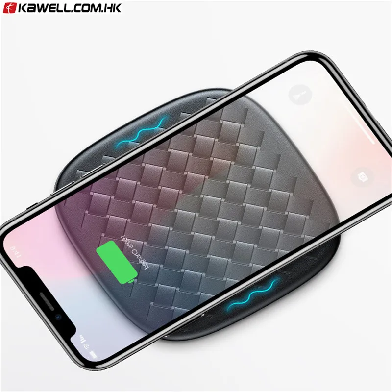 

Luxury Grid Pattern Wireless Charger Ultra Thin TPU QI Wireless Charger 10W Fast Wireless Charging Pad For iPhone