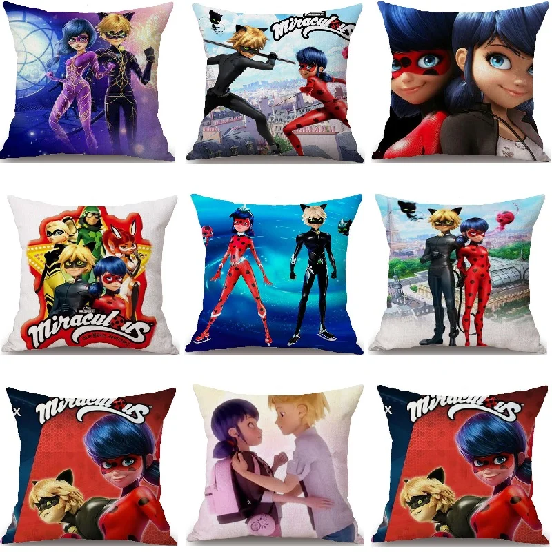 

Cartoon Cushion Covers Ladybug Marinette Bed Cushion Cover Dakimakura for Home Decoration Pillowcase Cute Gifts for Kids