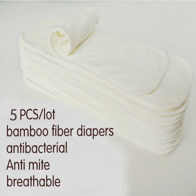 5pcs/lot 4layers Bamboo Liner Inserts Washable reuseable Baby Cloth