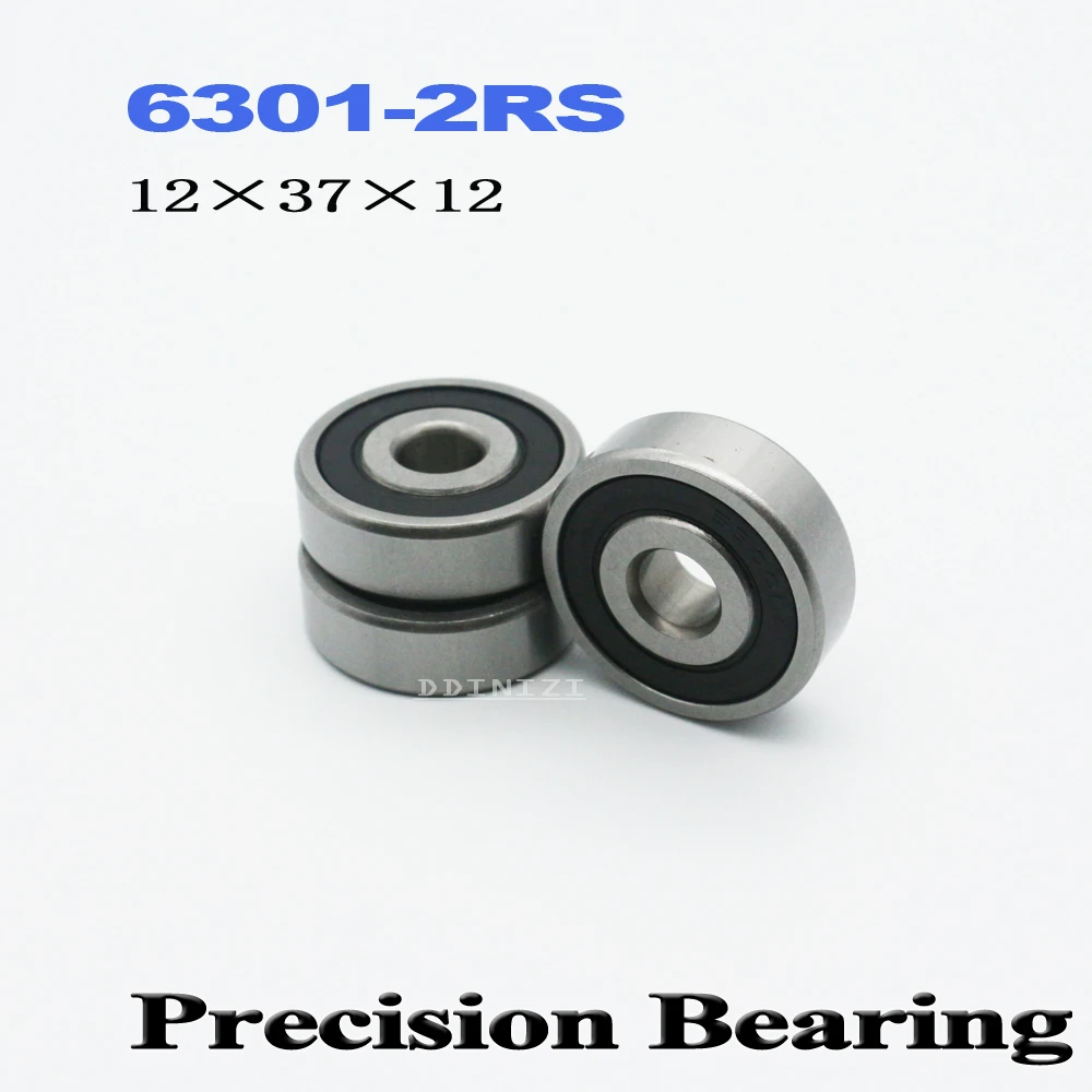 10pcs Ball Bearing 6301-2RS 12x37x12mm Rubber Sealed Deep Groove 6301RS Bearings