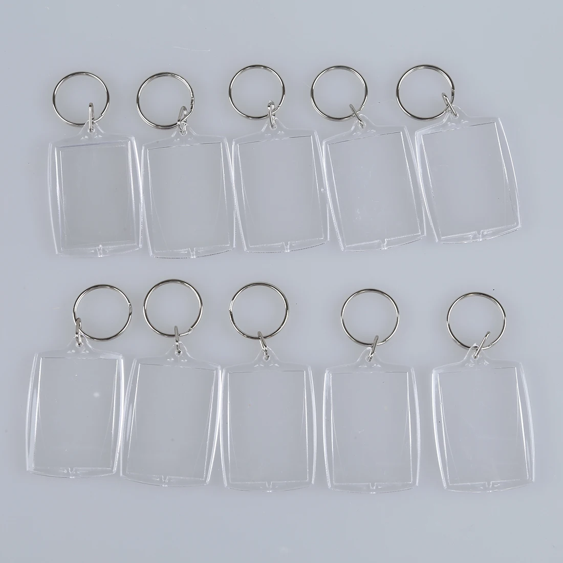 10 шт прозрачные пустые вставки фото рамка для фотографий кольцо для ключей разделенные брелки для ключей ID метки