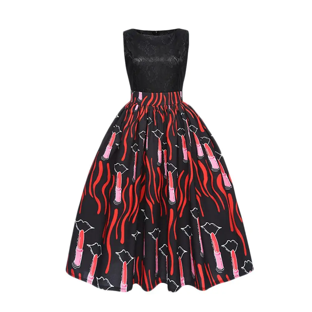 red and black flower dress