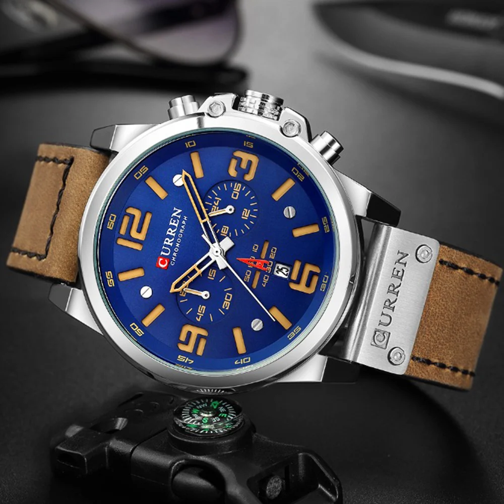 Günstige Relogio Masculino Curren 8314 Chronograph Sport Männer Uhr Marke Luxus Armee Military Datum Quarz Männer Armbanduhr Reloj Hombre