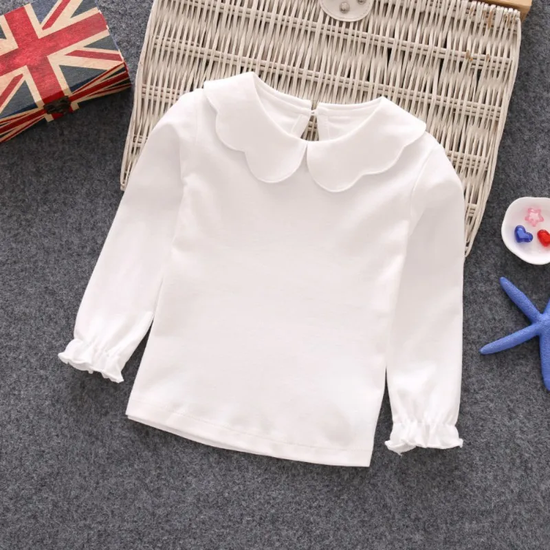 Baby Girls Shirt Long Sleeve T-shirt Cotton Casual Princess Toddler Solid Tops Blouse Baby Girls Shirt Long Sleeve T-shirt Cotton Casual Princess Toddler Solid Tops Blouse