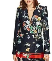 Новый для женщин Кнопка повседневное пальто леди блейзеры с цветочным рисунком костюм осень двубортный базовые Пиджаки для Feminino