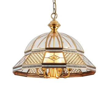 

6-Light Rome Style Brass Chandelier with Glass Dome 45cm