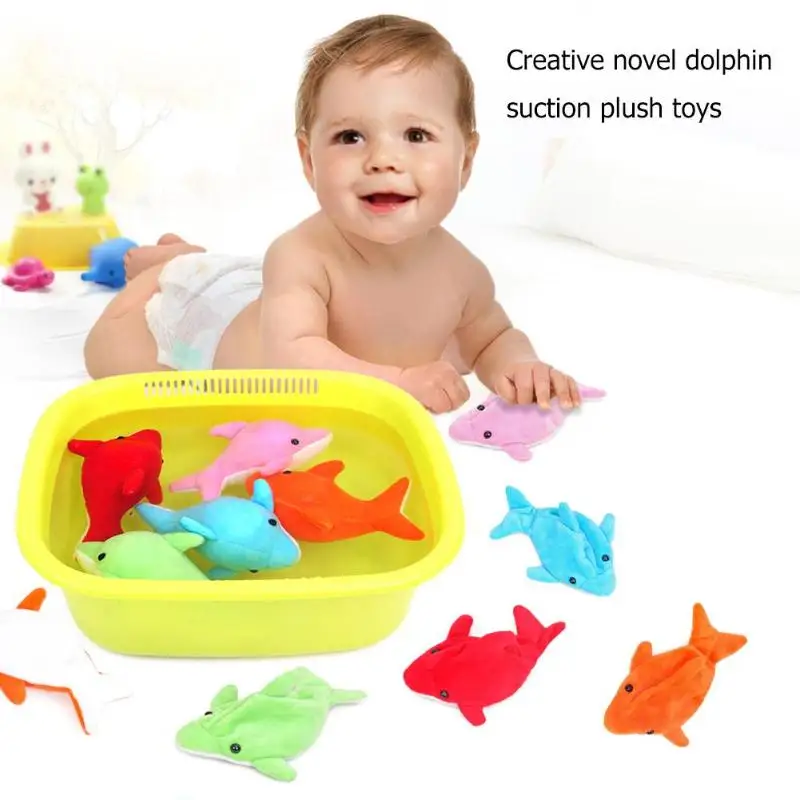 

Cute Cartoon Velvet Dolphin Doll Baby Swimming Water Absorption Bathing Toy