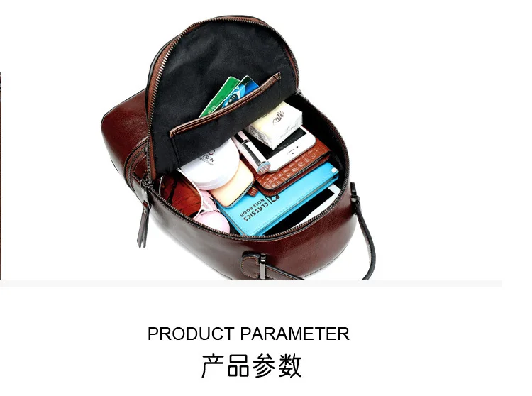 New Genuine Leather Rucksack Female Travel Knapsack High Quality Fashion Design School Daypack Women Oil Wax Cowhide Backpacks