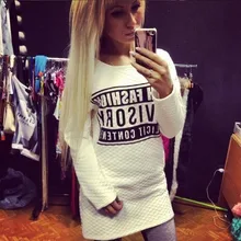 2016 Hitz Long-sleeved Women’s Letters Printed and Long Sections Printed Long Sections Black White Es1494