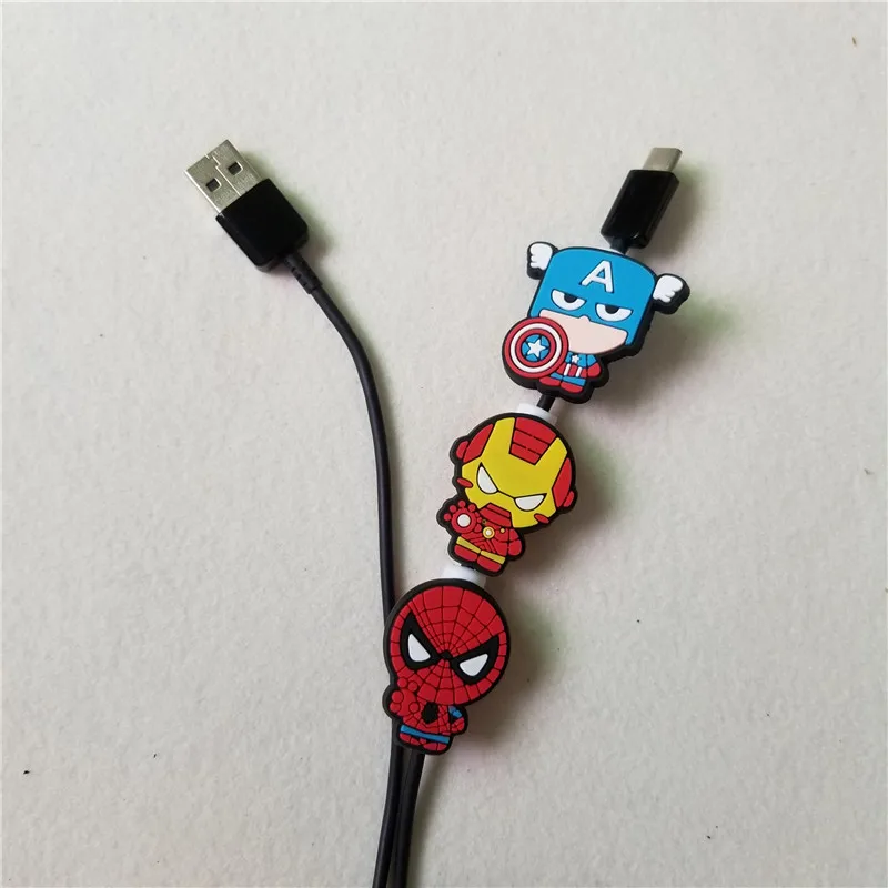 50 шт мультфильм Marvel супер герой usb кабель для зарядки протектор шнура для iphone android кабель Защита линии передачи данных