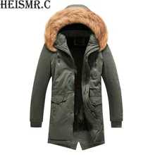 Для мужчин; зимняя куртка пальто Для мужчин s Повседневное меховой воротник с капюшоном руно Военная мягкий плюс бархат Теплая Верхняя одежда; парка BDK163