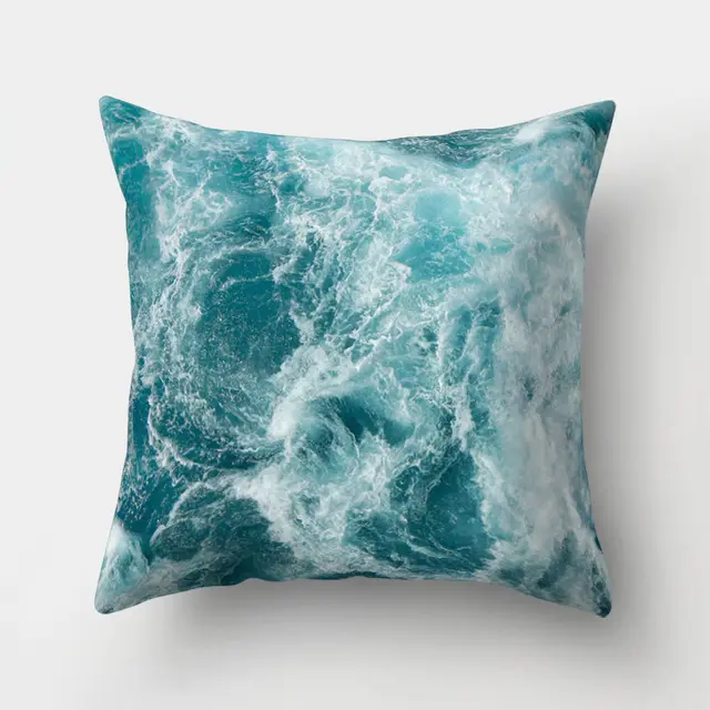 1Pcs Ocean Sea Blue Pattern Polyester Throw Pillow Living Room Cushion