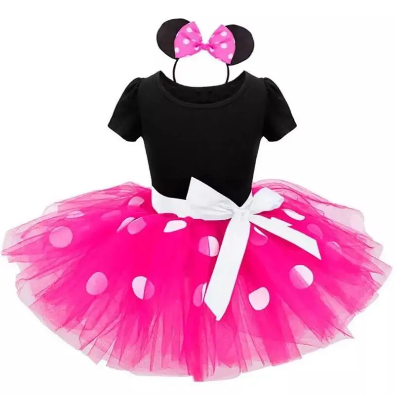 Baby 1 Year Mini Mouse Dress For Girl 1st Birthday Party Tutu Dots Outfits Kids Dresses Fancy Dresses Infant Clothing Vestidos